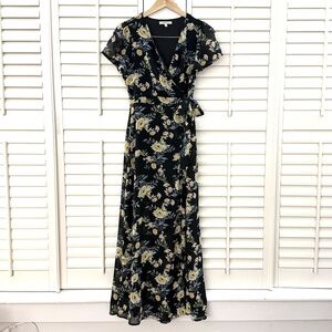 Papaya Floral Wrap Maxi Dress Small